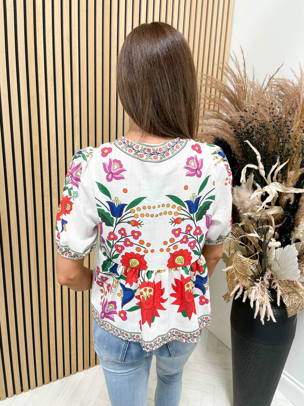 Arla Top - Bold Floral