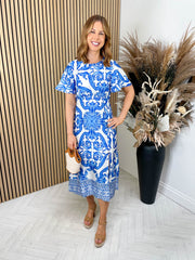 Melany Dress - Blue Paisley
