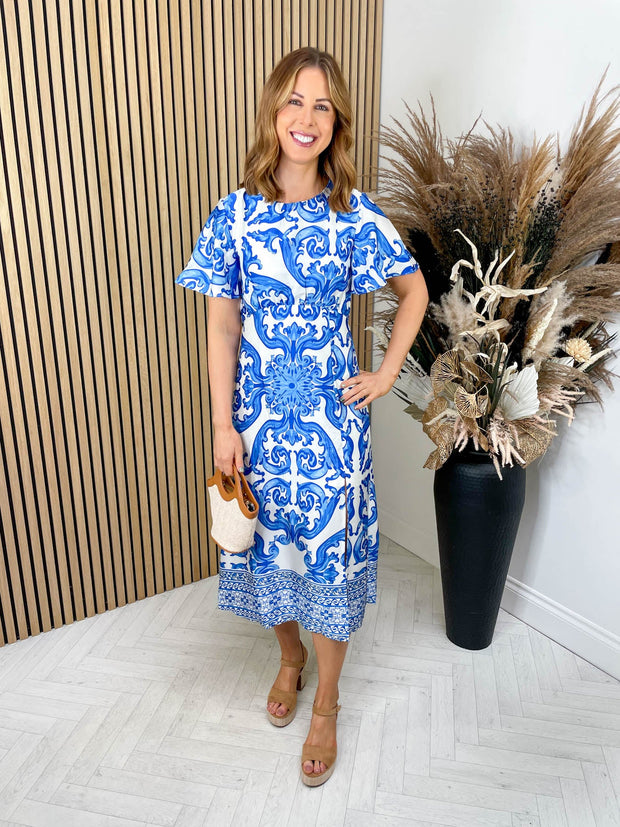 Melany Dress - Blue Paisley