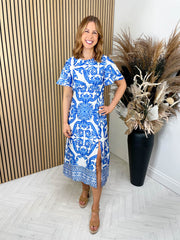 Melany Dress - Blue Paisley