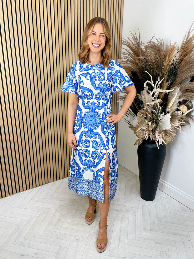 Melany Dress - Blue Paisley