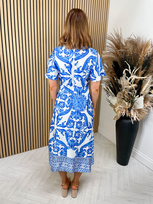 Melany Dress - Blue Paisley