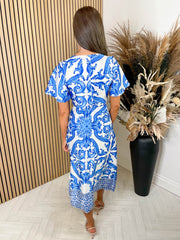 Melany Dress - Blue Paisley