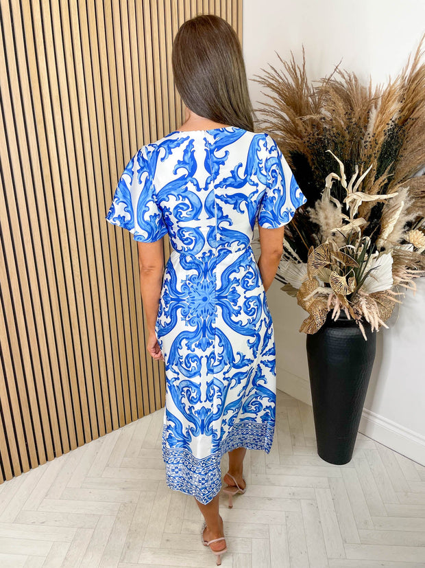 Melany Dress - Blue Paisley