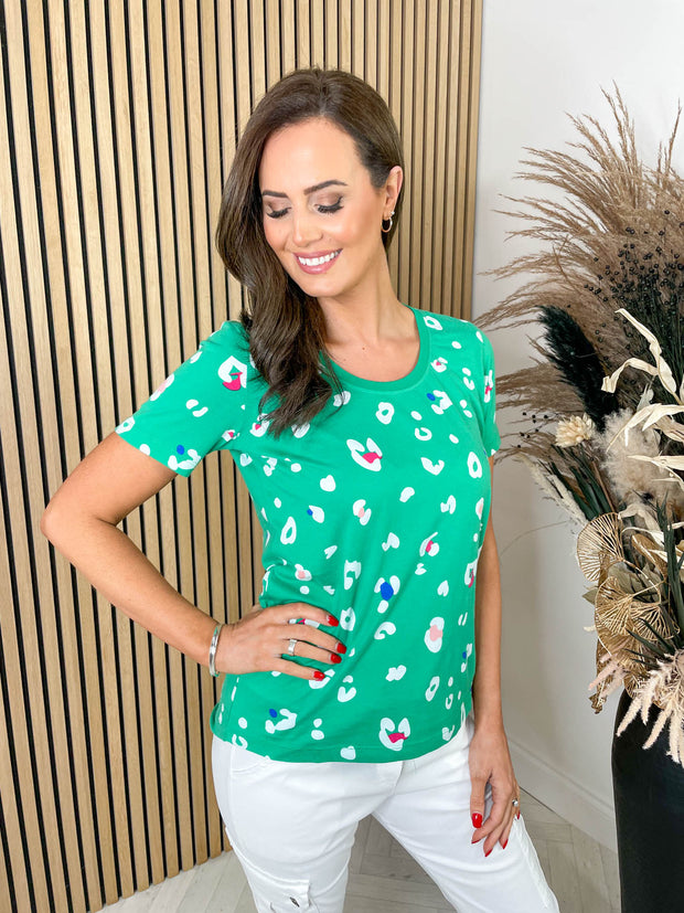Sylvie T-Shirt - Green Colour Pop Leopard by Sugarhill Brighton
